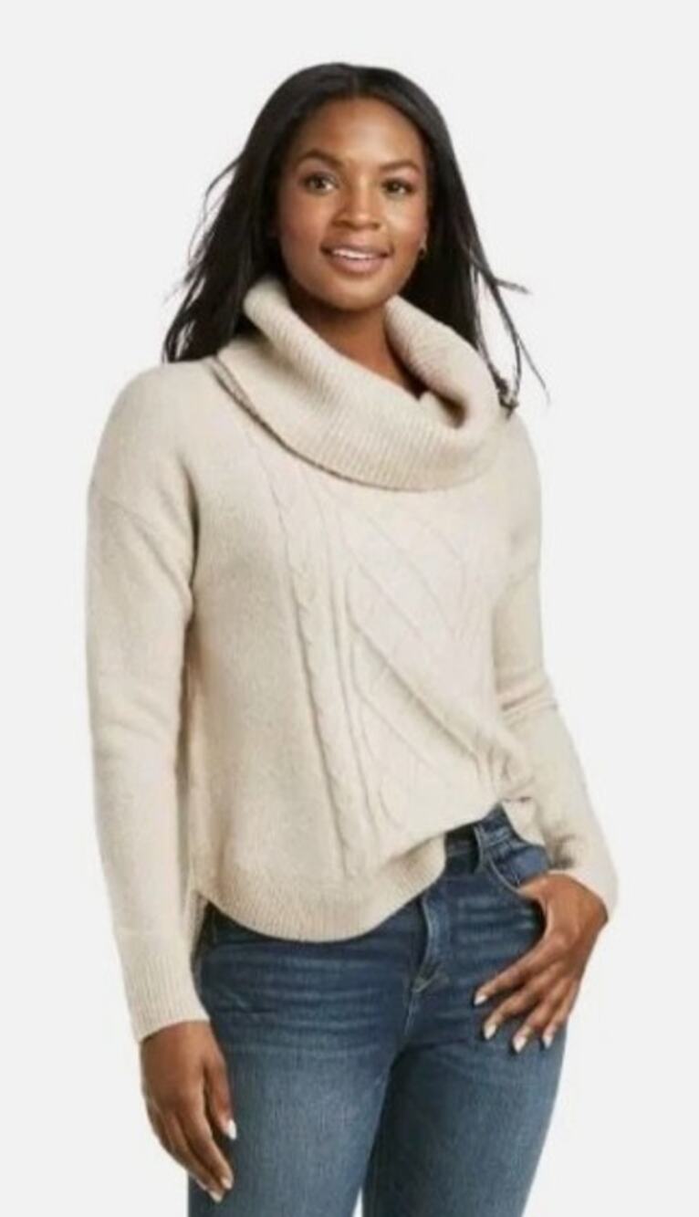 Ariat Women's Montara Wool Blend Cowl Neck Sweater Sz Small Oatmeal